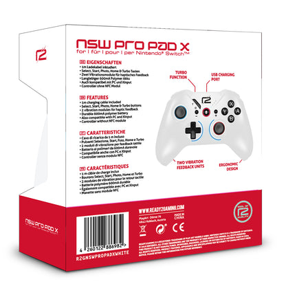 R2G Nintendo Switch Pro Pad X White